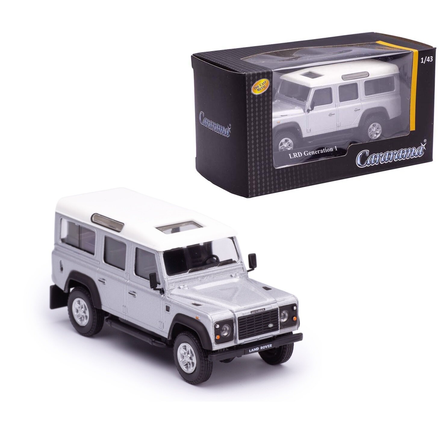 Cararama. Мини-модель 1:43 Land Rover Defender Generation 1 металл. серебристая арт.34332