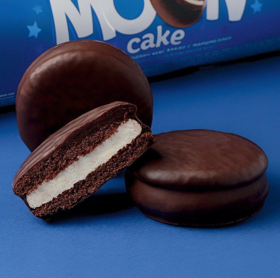 MOON CAKE Сэндвич кекс глазированный какао с маршмеллоу 1,5 кг (60шт) - фотография № 2