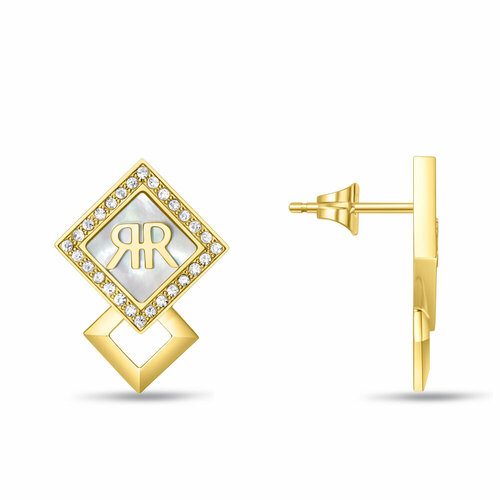 Серьги двусторонние Cerruti 1881 Diamante, кристалл, перламутр, золотой
