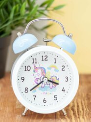 Часы настольные с будильником Unicorn blue