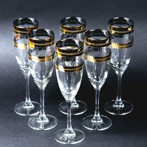 Набор стеклянных фужеров (бокалов) для шампанского GLASSTAR Камелия 170мл 6шт.