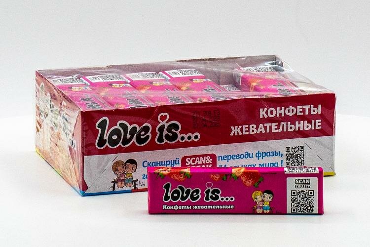 Конфеты жевательные Love is Клубника 20 гр Упаковка 24 шт