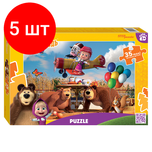 Комплект 5 шт, Пазл 35 эл. maxi Step Puzzle Маша и Медведь