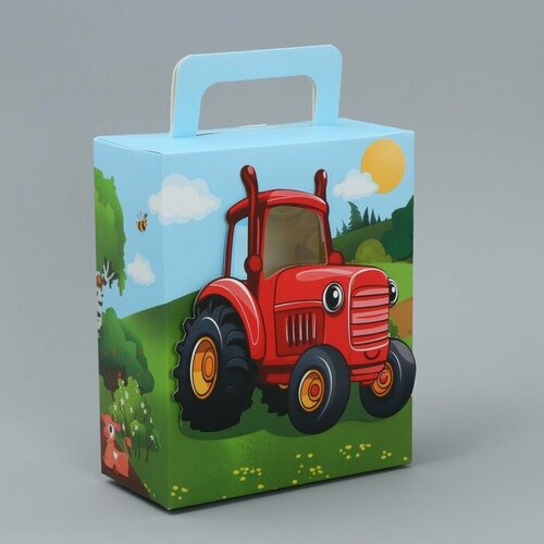 Дарите Счастье Упаковка подарочная, Коробки складные «Красный трактор», 18 x 15 x 7.5 см