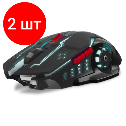 Комплект 2 шт Мышь беспроводная Sven RX-G930W бесшумная работа кнопок подсветка черный 5btnRoll 368800₽