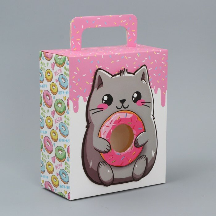 Дарите Счастье Коробка подарочная складная, упаковка, «Котик», 18 x 15 x 7.5 см