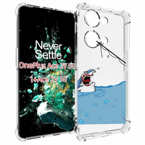 Чехол MyPads акула-рисунок для OnePlus Ace 2V задняя-панель-накладка-бампер