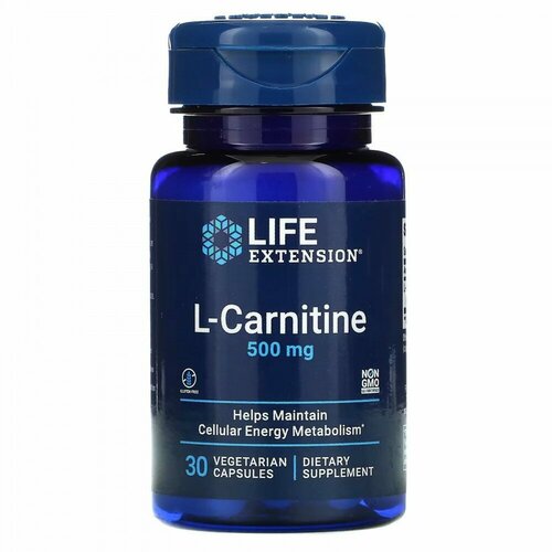 balance 30 liquid vegetarian capsules Life Extension, L-Carnitine, 500 mg, 30 Vegetarian Capsules
