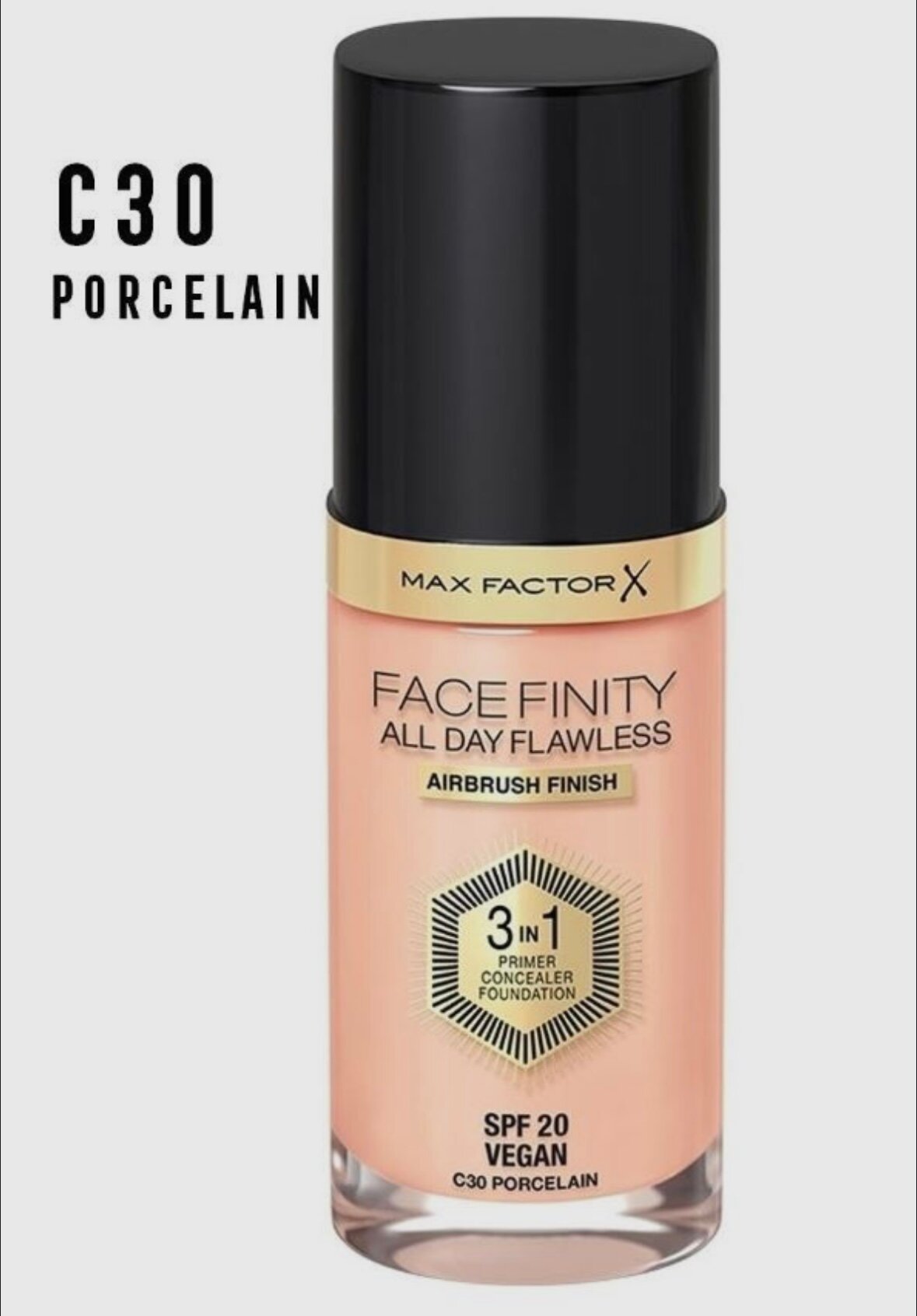 Max Factor Тональный крем, эмульсия Facefinity All Day Flawless 3-in-1, SPF 20, 30 мл/30 г, оттенок: 30 Porcelain