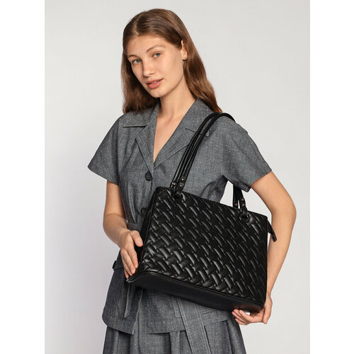 фото Сумка тоут gilda tohetti 23.2-7807074, фактура зернистая, черный