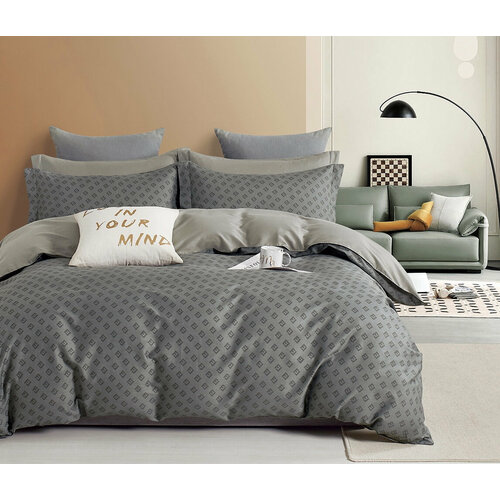 Постельное белье из сатина CP-308 Retrouyt (серый), Семейный (наволочки 50х70 и 70х70)