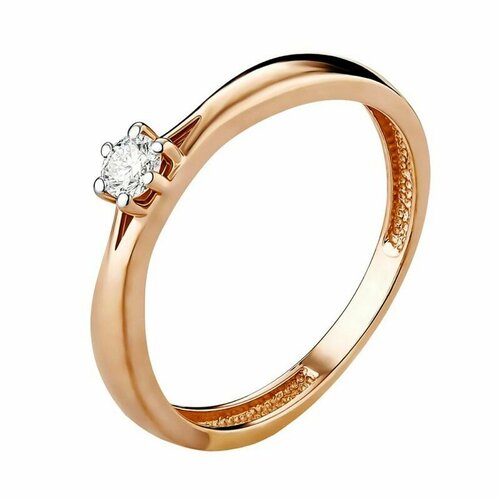 фото Кольцо золотая подкова, красное золото, 585 проба, бриллиант, размер 17.5