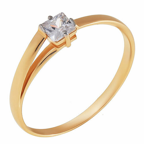 фото Кольцо золотая подкова, красное золото, 585 проба, фианит, размер 17