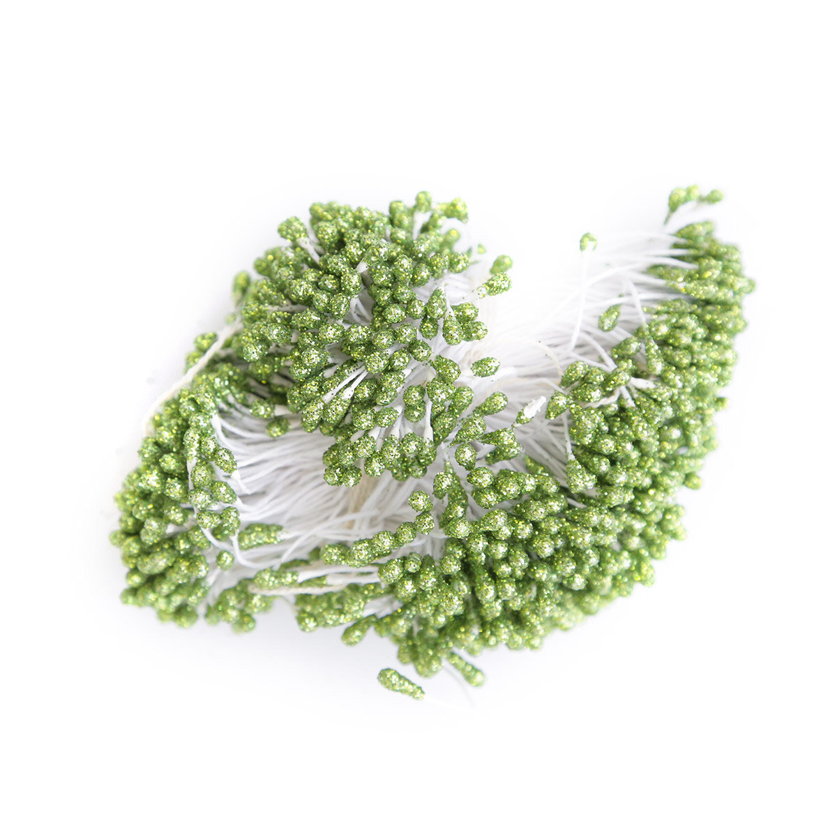 Тычинки для цветов, 2 пучка, светло-зеленые с блестками, Айрис — фото 1