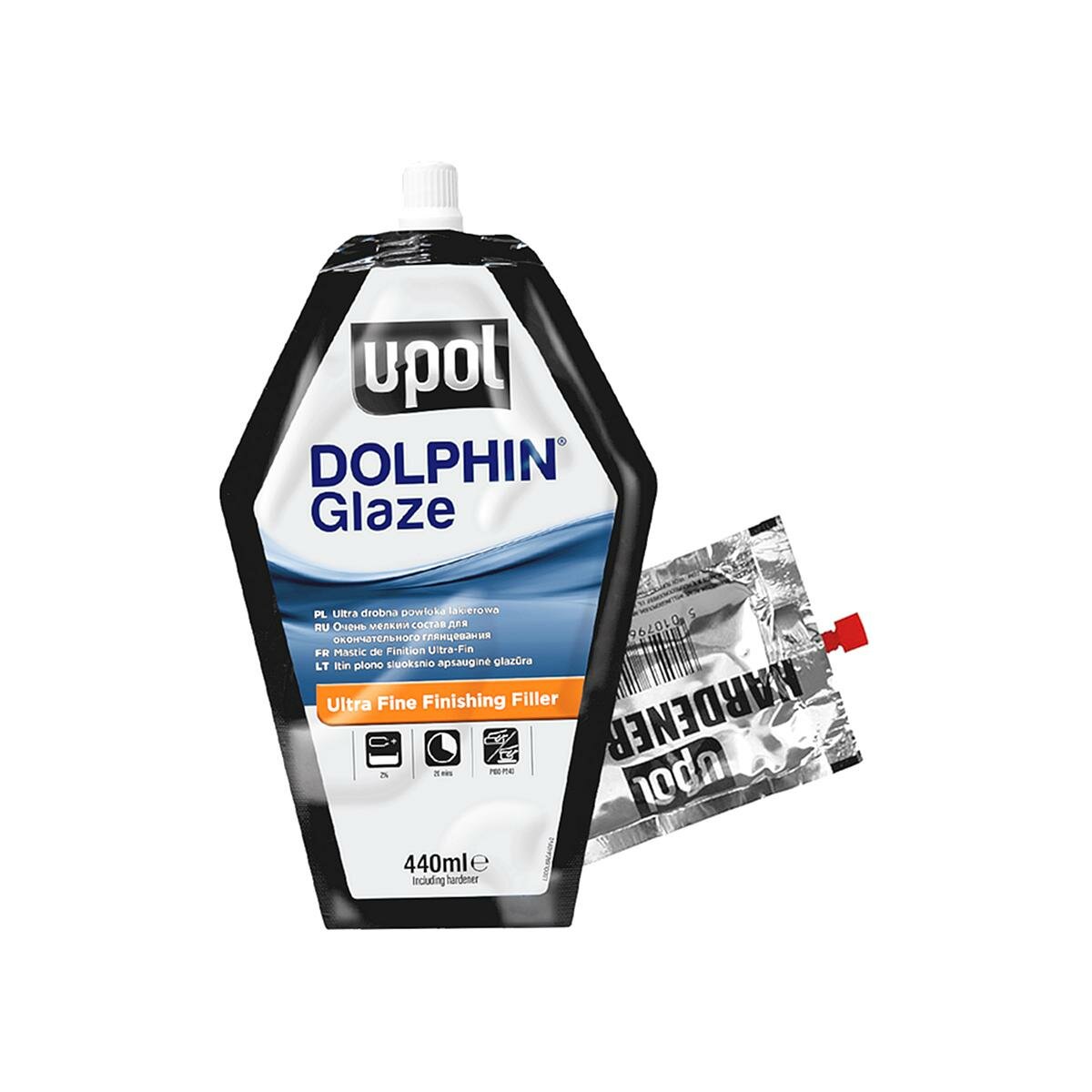 Шпатлевка жидкая самовыравнивающаяся U-POL BAGDOL/1 Dolphin Glaze Ultra Fine Finishing пакет 440 мл.