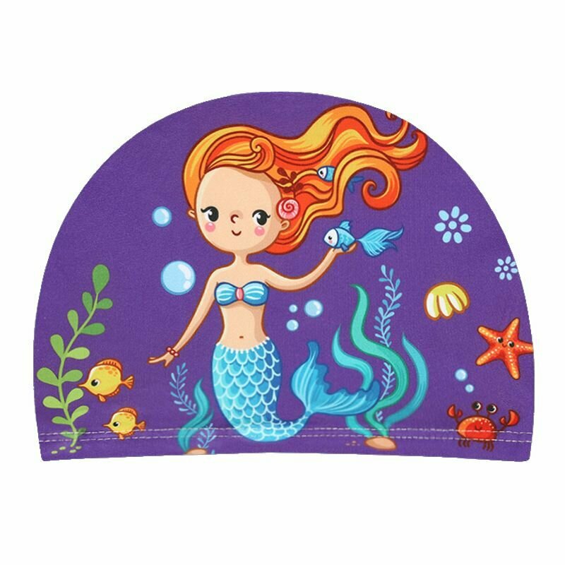 Шапочка для плавания детская Happy Kid, русалка, тканевая, маленькая, для бассейна, текстильная, для мальчика, для девочки