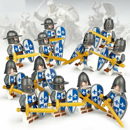 12 фигурок рыцарей средневековья. В комплекте мечи, шлемы и щиты / Защитники замка castle / средневековое оружие и доспехи совместимые с конструктором (4.5см, пакет) 3 отважные воины