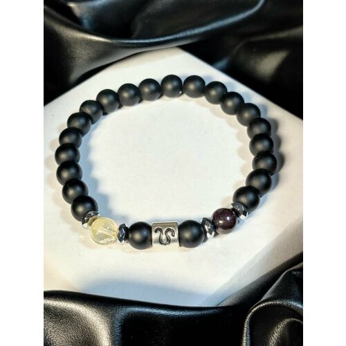 фото Браслет, цитрин, гранат, черный hrustalek