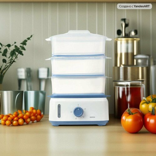 Пароварка CENTEK CT-1462, 9л 1050Вт, таймер 60 мин, 3 контейнера, чаша для риса, резервуар 1,5л.