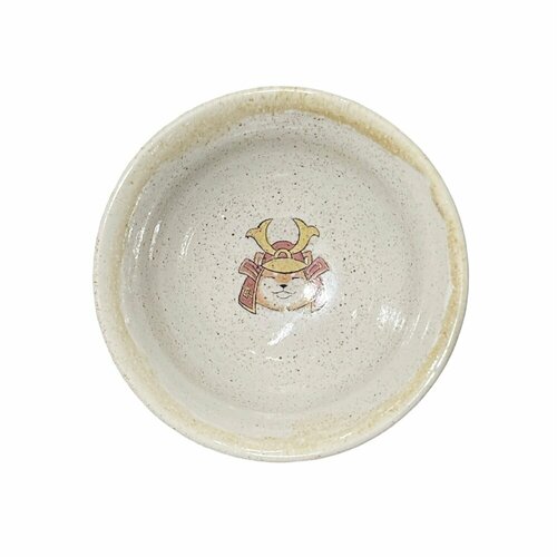 Глубокая тарелка ручной работы «Самурай сиба-ину», керамика, 12 см