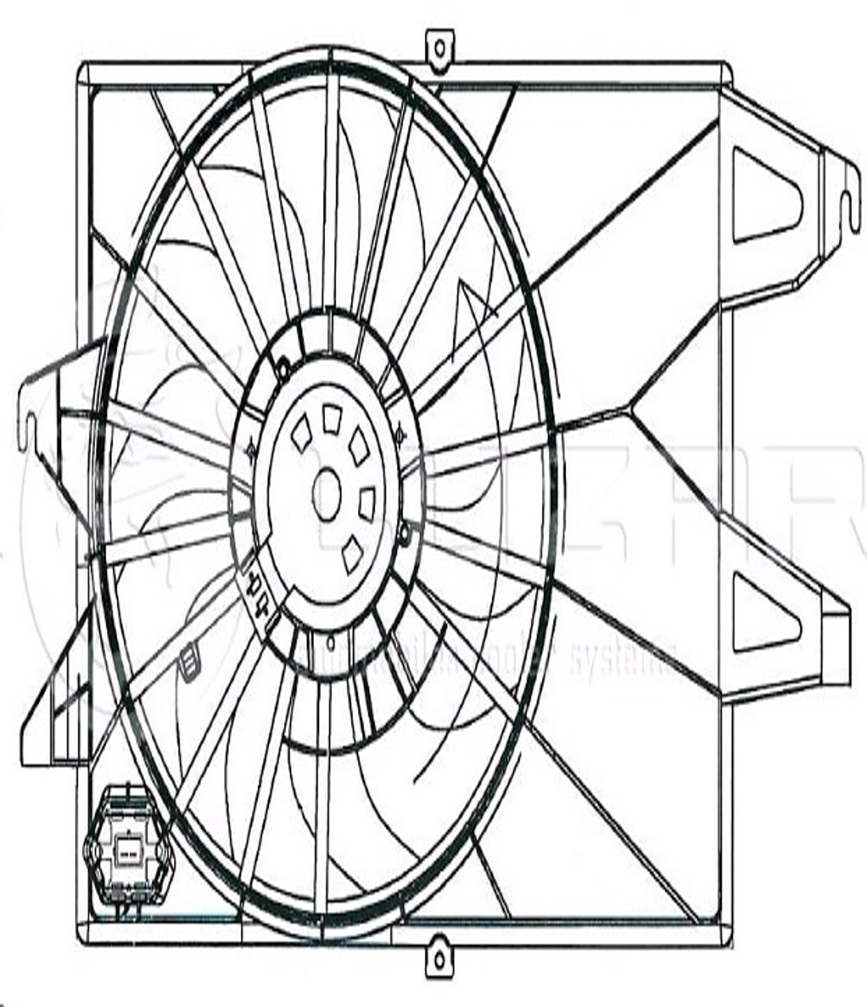 Электровентилятор охлаждения для автомобилей Mondeo III (00-) 1.8i/2.0i (с кожухом) LUZAR - фото №2