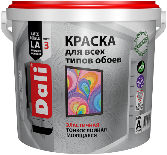 Краска для Обоев Dali 5л Акриловая Белая / Дали.