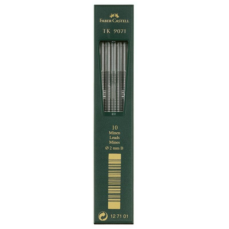Грифели для цанговых карандашей Faber-Castell "TK 9071", 10шт, 2,0мм, B, 285891