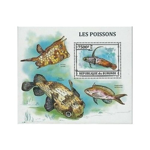 почтовые марки чили 1992г морская жизнь острова пасхи рыбы ракушки морская фауна mnh Почтовые марки Бурунди 2013г. Морская жизнь - Рыба Рыбы, Фауна MNH