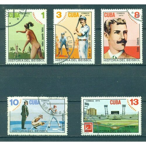 Почтовые марки Куба 1974г. История бейсбола на Кубе Спорт, Бейсбол U