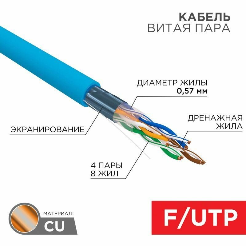 Сетевой кабель Ripo FTP 4 cat.5e 24AWG Cu 001-122015 (100м) - фотография № 5