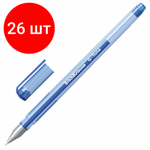 Комплект 26 шт, Ручка гелевая ERICH KRAUSE G-Tone, синяя, корпус тонированный синий, узел 0.5 мм, линия письма 0.4 мм, 17809 комплект 13 шт ручка гелевая erich krause g tone синяя корпус тонированный синий узел 0 5 мм линия письма 0 4 мм 17809