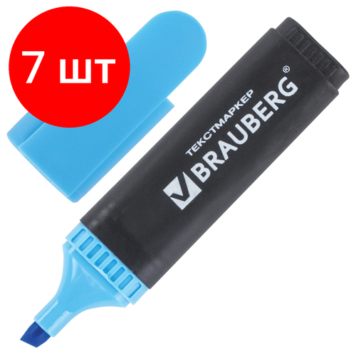 Комплект 7 шт, Текстовыделитель BRAUBERG Contract, голубой, линия 1-5 мм, 150391 brauberg текстовыделитель brauberg contract желтый линия 1 5 мм 150389