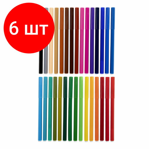 Комплект 6 шт, Фломастеры 30 цветов CENTROPEN Washable, смываемые, вентилируемый колпачок, 7790/30TP, 7 7790 3085