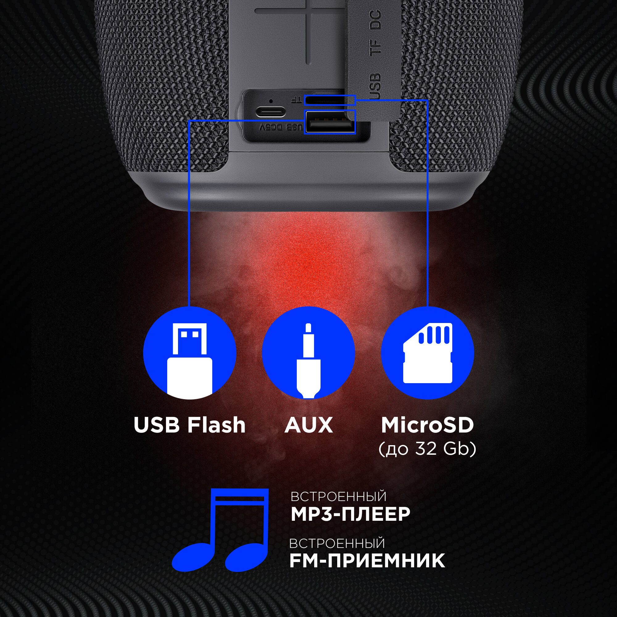 Колонка портативная музыкальная bluetooth, беспроводная с блютуз Defender Enjoy S550, bluetooth, с подсветкой, FM, USB, TF, Type-C, 65 дБ
