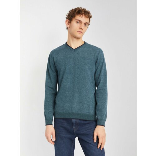 Пуловер Zolla, размер XXL, бирюзовый пуловер шерсть длинный рукав полуприлегающий силуэт размер единый белый