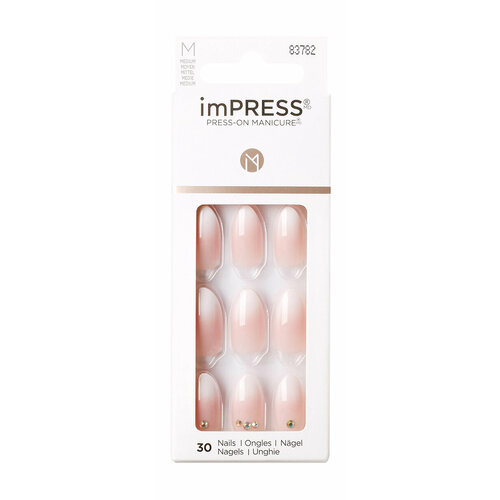 твердый лак kiss impress manicure color kim001c оттенки заката длина короткая Твердый лак для ногтей средней длины / Kiss Impress Color Press-On Manicure False Nails