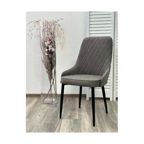 Стул турин, цвет B28 Темно-серый, велюр / черный каркас