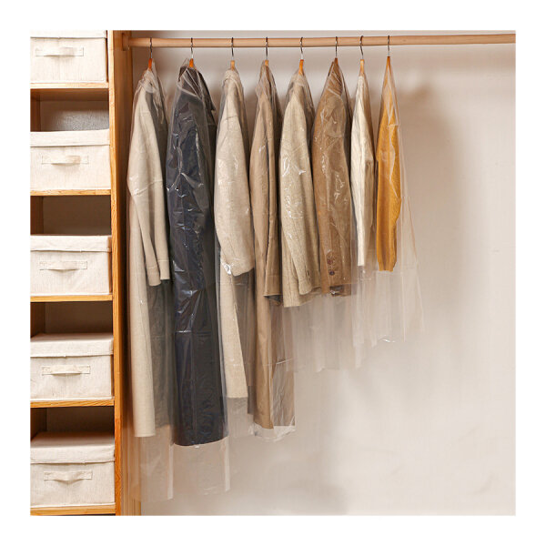 фото Чехол подвесной прозрачный тонкий для хранения одежды, размер 100x60 см