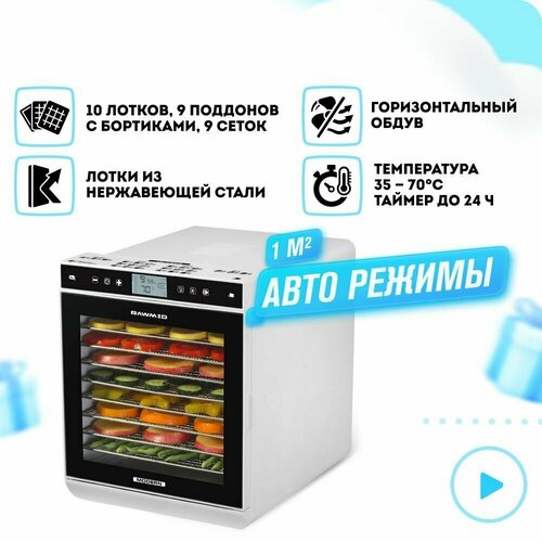 Сушилка RAWMID Modern RMD-10 (стальные лотки), белый маслопресс rawmid dream modern odm 01 белый