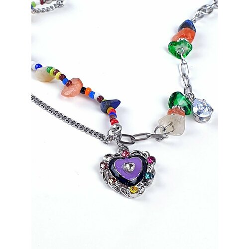 Колье, длина 40 см, фиолетовый