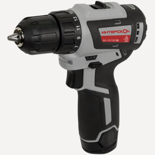 Изображение товара Бесщеточная профессиональная аккумуляторная дрель-шуруповерт Интерскол ДА-10/12В 38 минимакс с вентильным двигателем