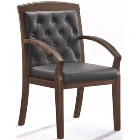 Кресло офисное Easy Chair 422 KR рециклированная кожа черная, темный орех