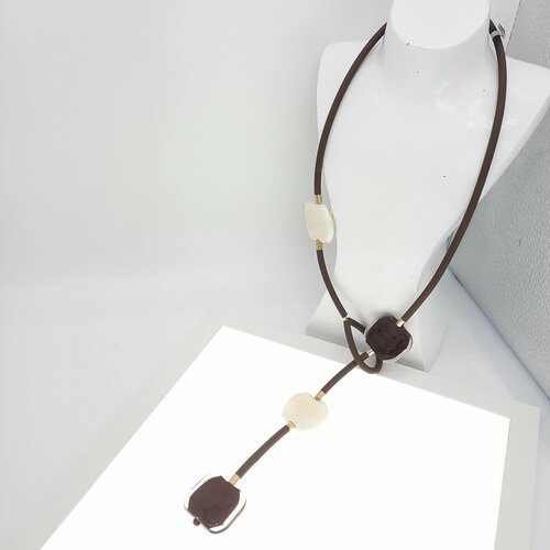 Колье PJ Murano, муранское стекло, длина 60 см, коричневый, бежевый