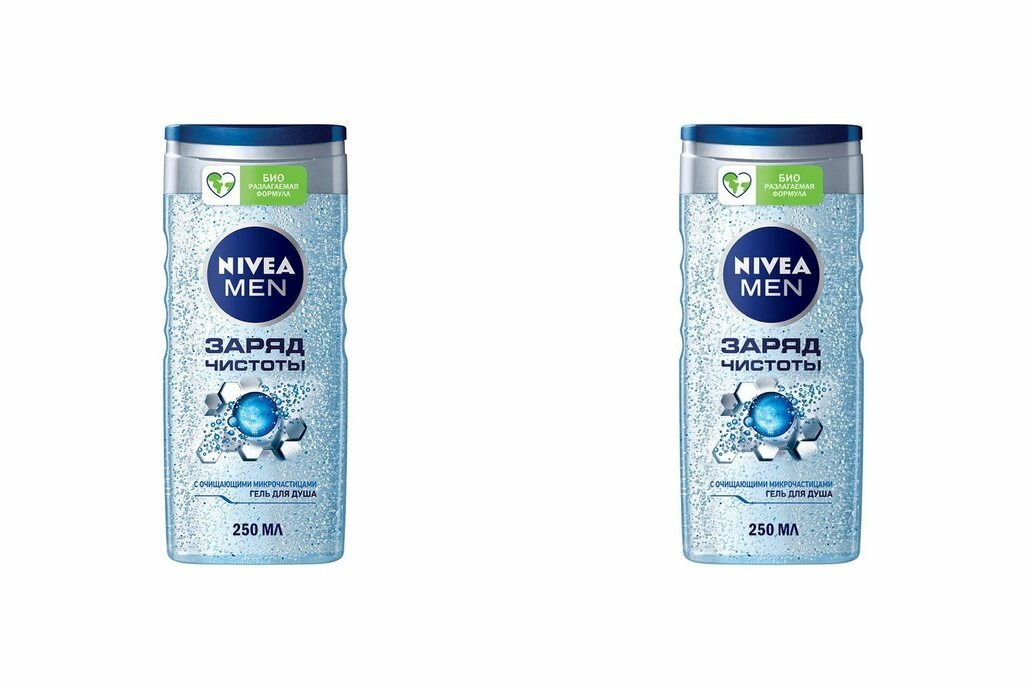 NIVEA MEN Гель для душа Заряд Чистоты, 250 мл, 2 шт.