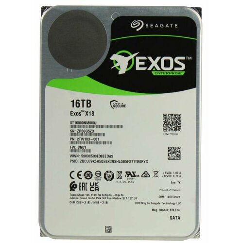 35 жесткий диск Seagate Exos X18 ST16000NM000J 16ТБ 7200Обмин 256МБ 2849400₽