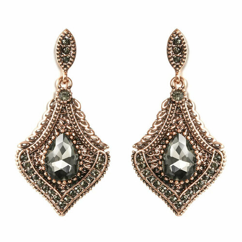 Серьги с подвесками, кристалл, золотой