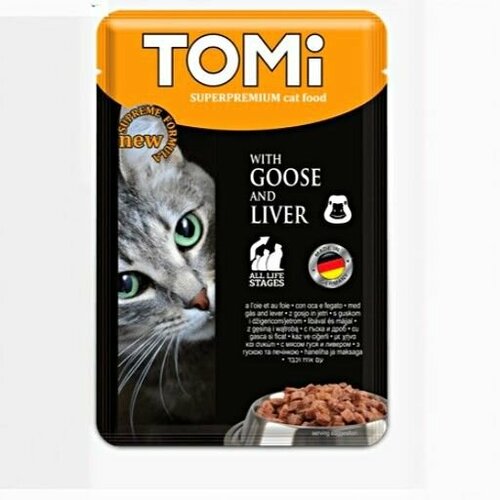 Влажный полнорационный корм для кошек ToMi (Германия)с мясом домашней птицы и кролика , 5шт*100 гр