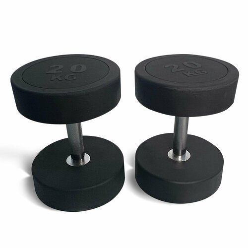 Гантель UNIX Fit PRO круглая обрезиненная, металлическая спортивная гантель неразборная, 20 кг, 1 шт.