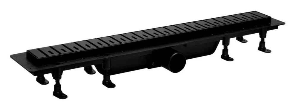 Душевой лоток Plastbrno DESIGN 6 с решеткой и опорами, черный - фото №1