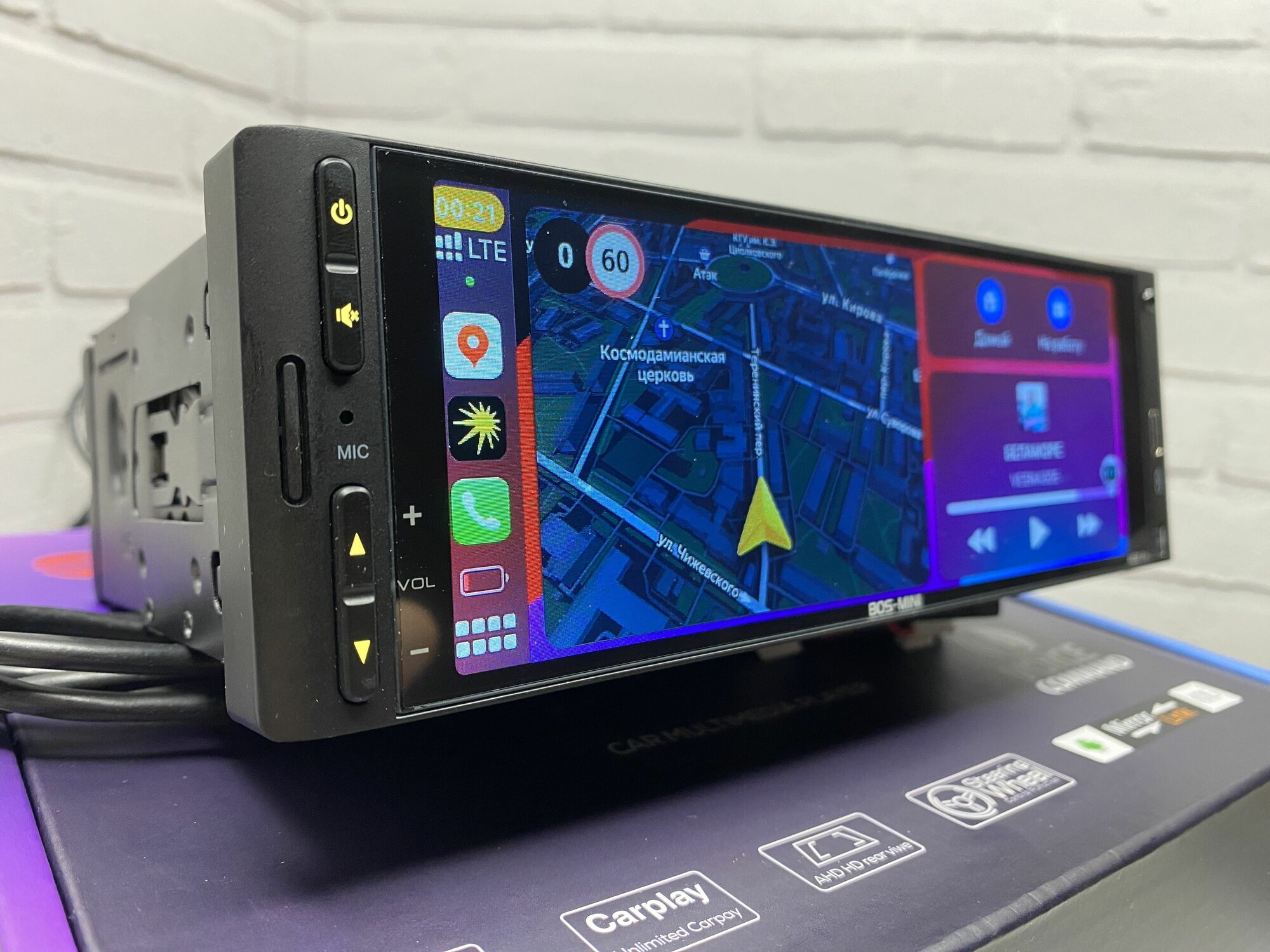 Автомагнитола 1din Bos-Mini BOS-А659D PRO 4+64G c навигатором и блютус (CarPlay, GPS, Wi-Fi, Bluetooth) — фото 1